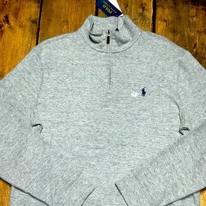 Polo Ralph Lauren Heather Grey Estate Rib Quarter Zip Fleece